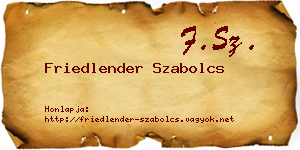Friedlender Szabolcs névjegykártya