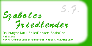 szabolcs friedlender business card